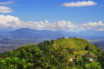 View of Pokhara valley. Mountain landscape. Nepal