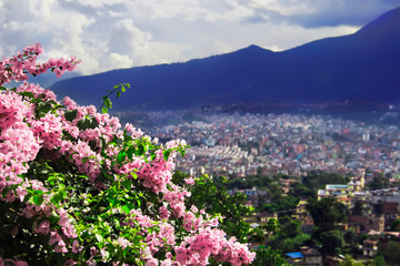 Fototapeta premium View of Kathmandu valley from the Swayambhunath temple. Kathmandu, Nepal