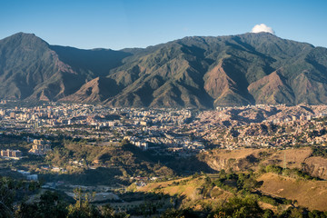 Panoramic aerial view of Caracas during a sunset