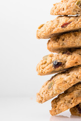 stack of cookies on white background