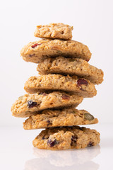 stack of cookies on white background