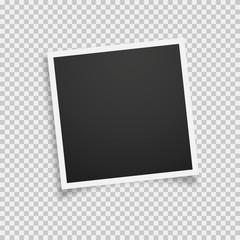 Simple empty realistic photo frame with shawow on trasparent background. Trendy mockup.