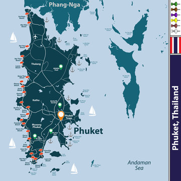 Map of Phuket Province, Thailand