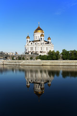 Naklejka premium Cathedral of Christ the Saviour. Moskva River. Moscow, Russia
