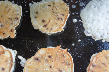 Pancakes Flapjacks on Hot Griddle