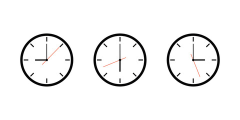 Clock isolated. Office time. Simple set of flat icons on white background.