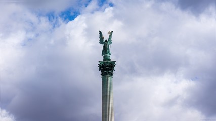 Millennium Monument on the Heroes' Square in Budapest, Hungary.