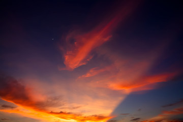 The colorful of the strange clouds in the morning. red clouds colors