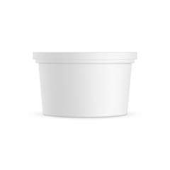 Plastic container mockup isolated on white background - front view. Vector illustration