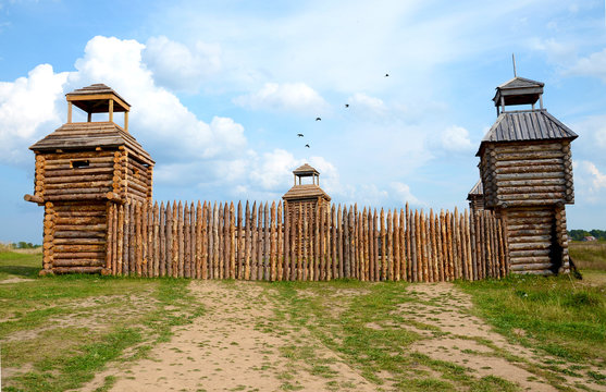 A fort with wooden stockade 