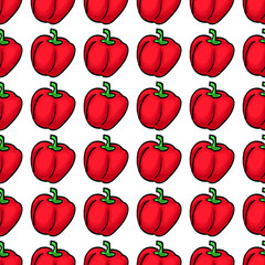 Seamless regular texture with red bell pepers