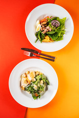 two salads, top view
