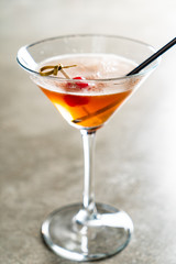 tasty alcoholic old fashioned cocktail in the bar