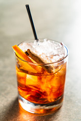 tasty alcoholic old fashioned cocktail in the bar