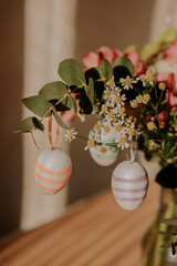 lush bouquet and Easter eggs on it
