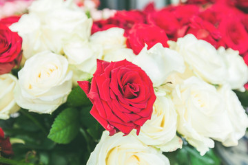 fresh roses bouquet sale at street flowers marke