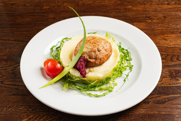 mashed potato and cutlet
