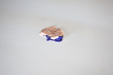 Purple lipstick and metallic makeup