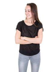 beautiful happy smiling teen girl arms crossed