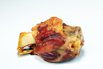 Roasted pork knuckle. Ham and bacon are popular foods in the west.