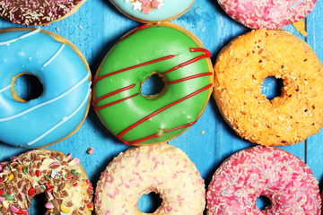 donuts in different glazes with chocolate