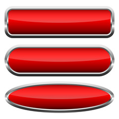 Set of red glossy buttons. Vector illustration.