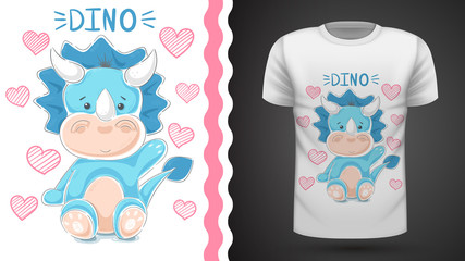 Cute teddy dinosaur - idea for print t-shirt.