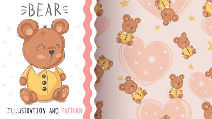 Obraz premium Teddy cute bear - seamless pattern