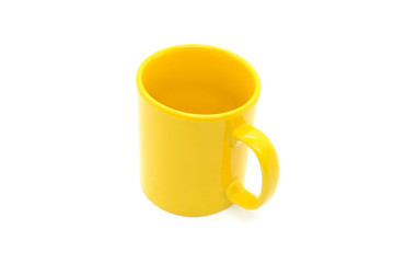 Bright yellow ceramic cup with handle