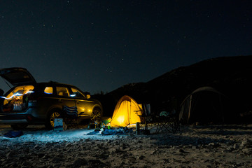Fototapeta na wymiar camping at night