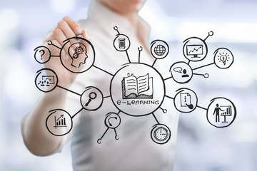 Business hand holds education or social illustration