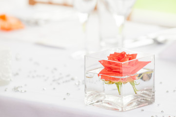 Floral ornament to decorate a wedding reception table