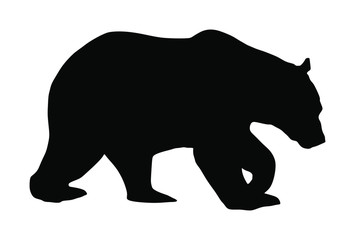 Bear vector silhouette illustration isolated on white background. Grizzly symbol. Big animal, nature wildlife concept.