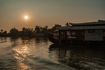 Boat trip through the backwaters of Keral in India