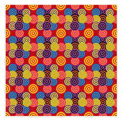 seamless pattern with colorful circle on red background