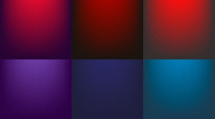 Fototapeta premium Blue and red background gradient Set. Blue and red radial gradient to black with lines - vector