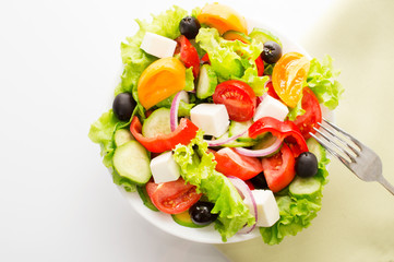 fresh vegetable salad isolated on white background