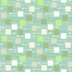 Simple geometric multicolor pale squares and lines on light background. Bright abstract vector seamless patterns for textile, prints, wallpaper etc.