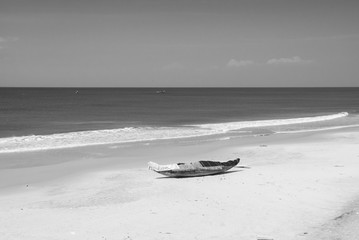 Boat on the beach in Varkala in India