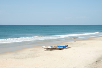 Boat on the beach in Varkala in India