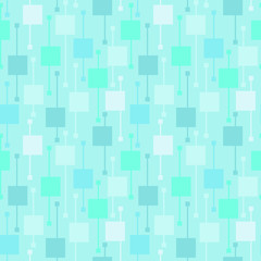 Simple geometric blue squares and lines on light background. Cold abstract vector seamless patterns for textile, prints, wallpaper etc.