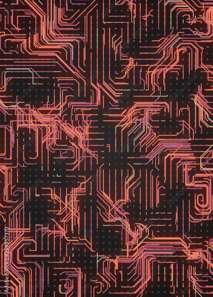 Fototapete digital colored lines abstract background. modern covers design with geometric pattern. 3d rendering