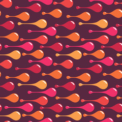 Multicolor drops on dark heat background. Bright abstract vector seamless pattern for textile, prints, wallpaper etc. Available in EPS format.