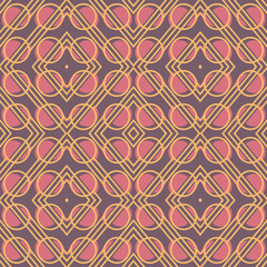 Abstract geometric figures - glowing lines and circles on dark colored background. Vector seamless pattern for textile, prints, wallpaper etc. Available in EPS format.