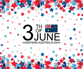Western Australia Day 3th of June celebration banner template with australian flag and stars pattern decor. Holiday poster template. Vector illustration