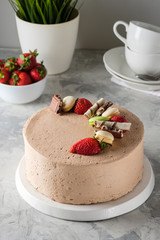 Homemade cake with icing, chocolate, cream cheese, homemade cakes, home bakery