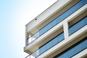 Modern european complex of apartment buildings. Fragment of a modern residential apartment building.