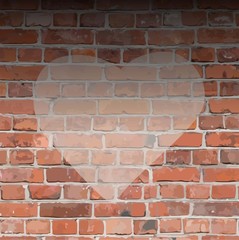 love symbol on brick wall