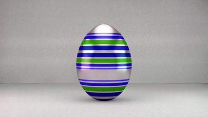 Easter Egg Plata con lineas azul verde