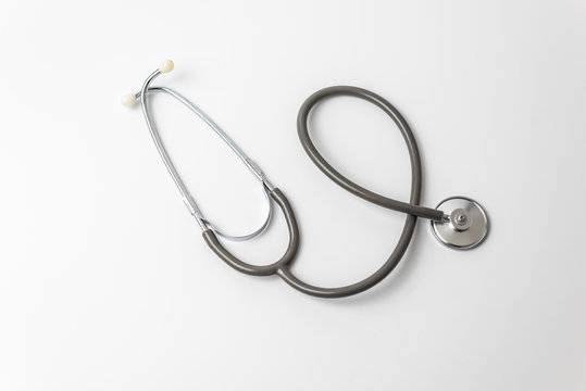 Stethoscope isolated on white background . Detailed image of medical instrument
